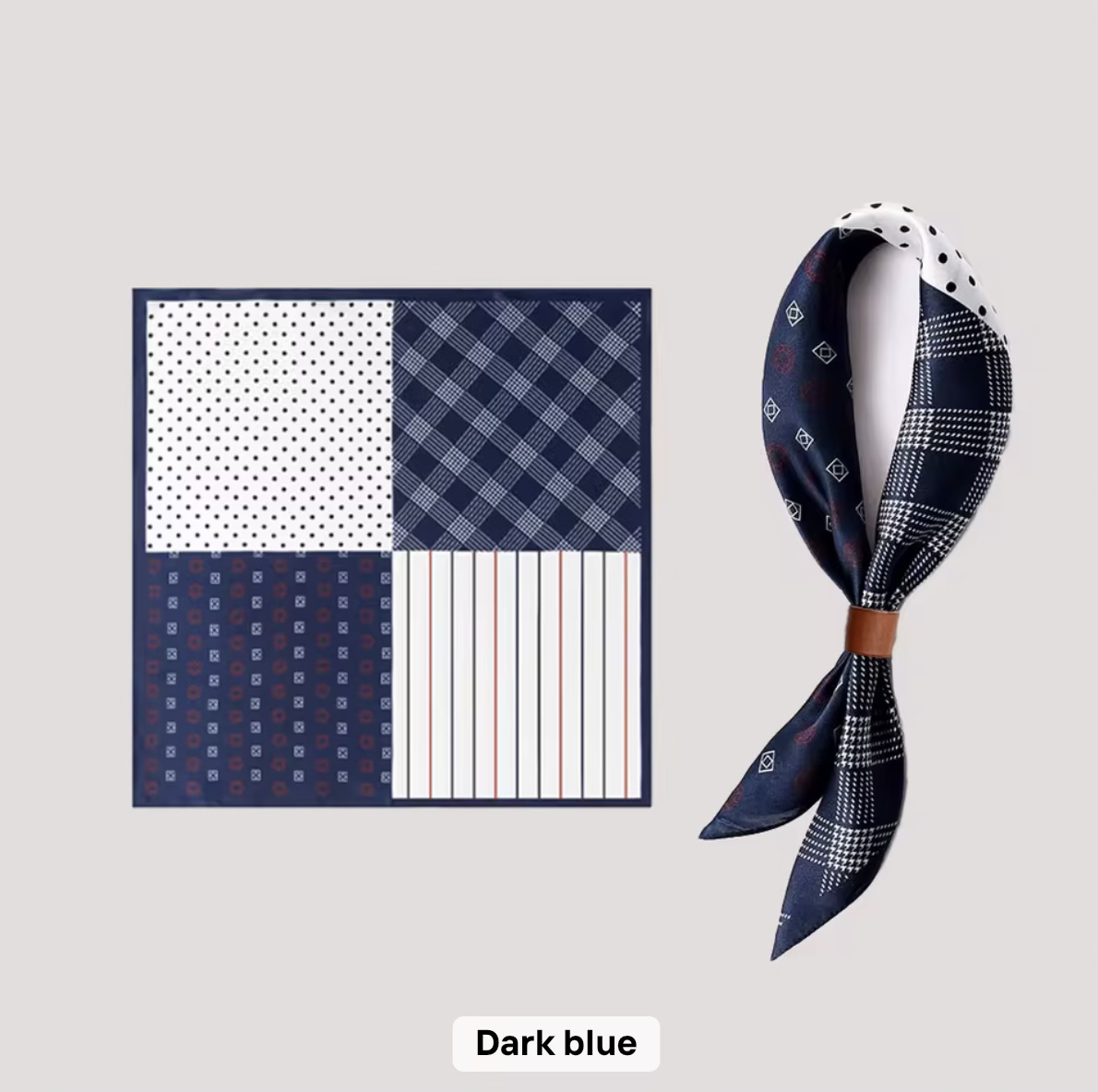 Elevaire Dark Blue Satin Head & Neck Scarf