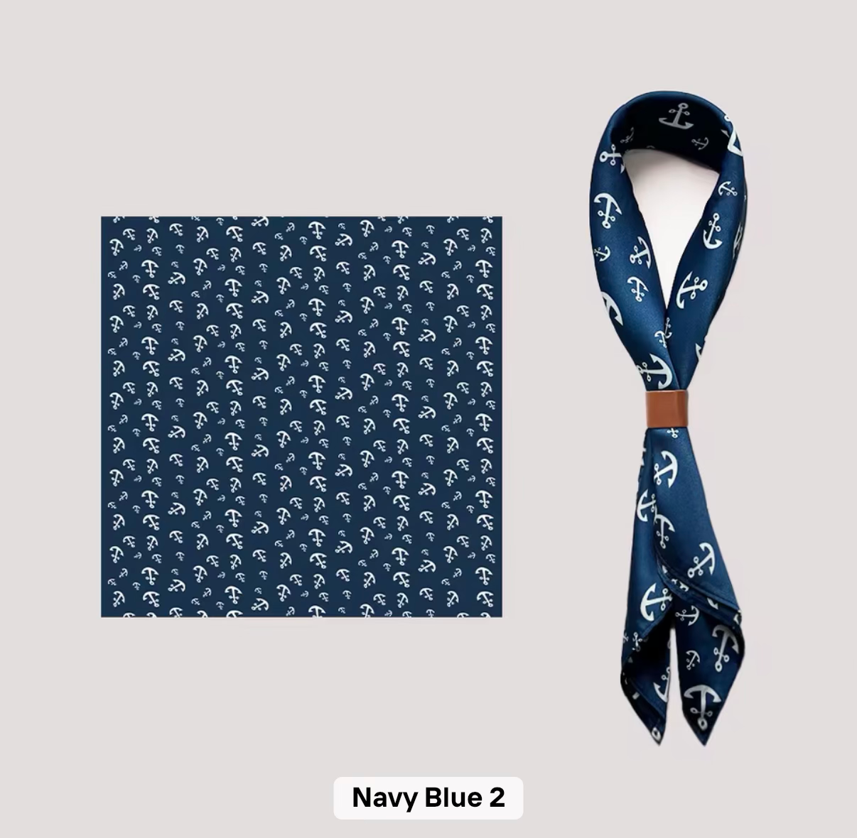 Elevaire Navy Anchor Satin Head & Neck Scarf