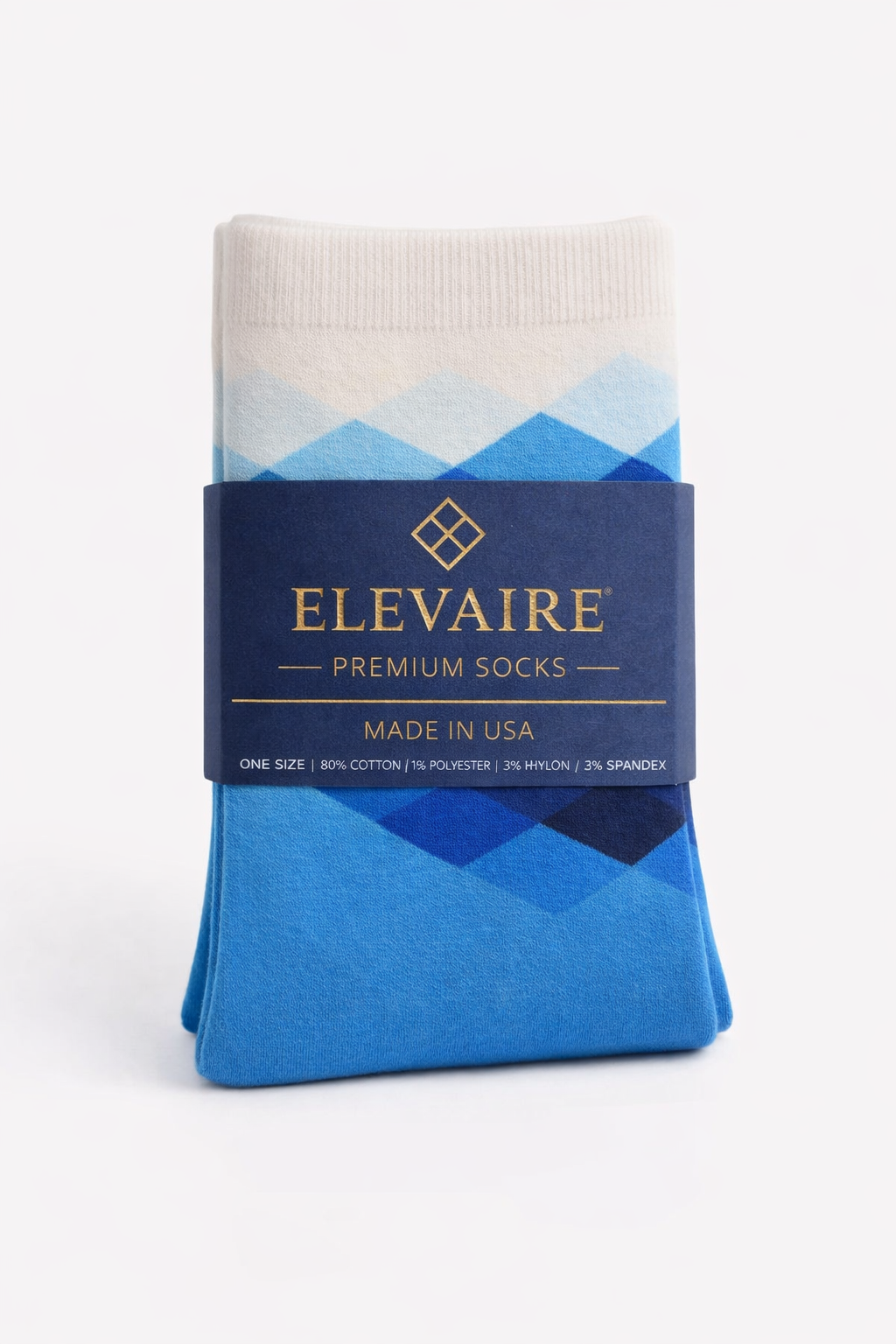 ELEVAIRE Men’s Blue Argyle Dress Socks
