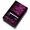 ELEVAIRE Purple Leaf Luxury Tie Gift Set – Tie, Cufflinks & Tie Clip