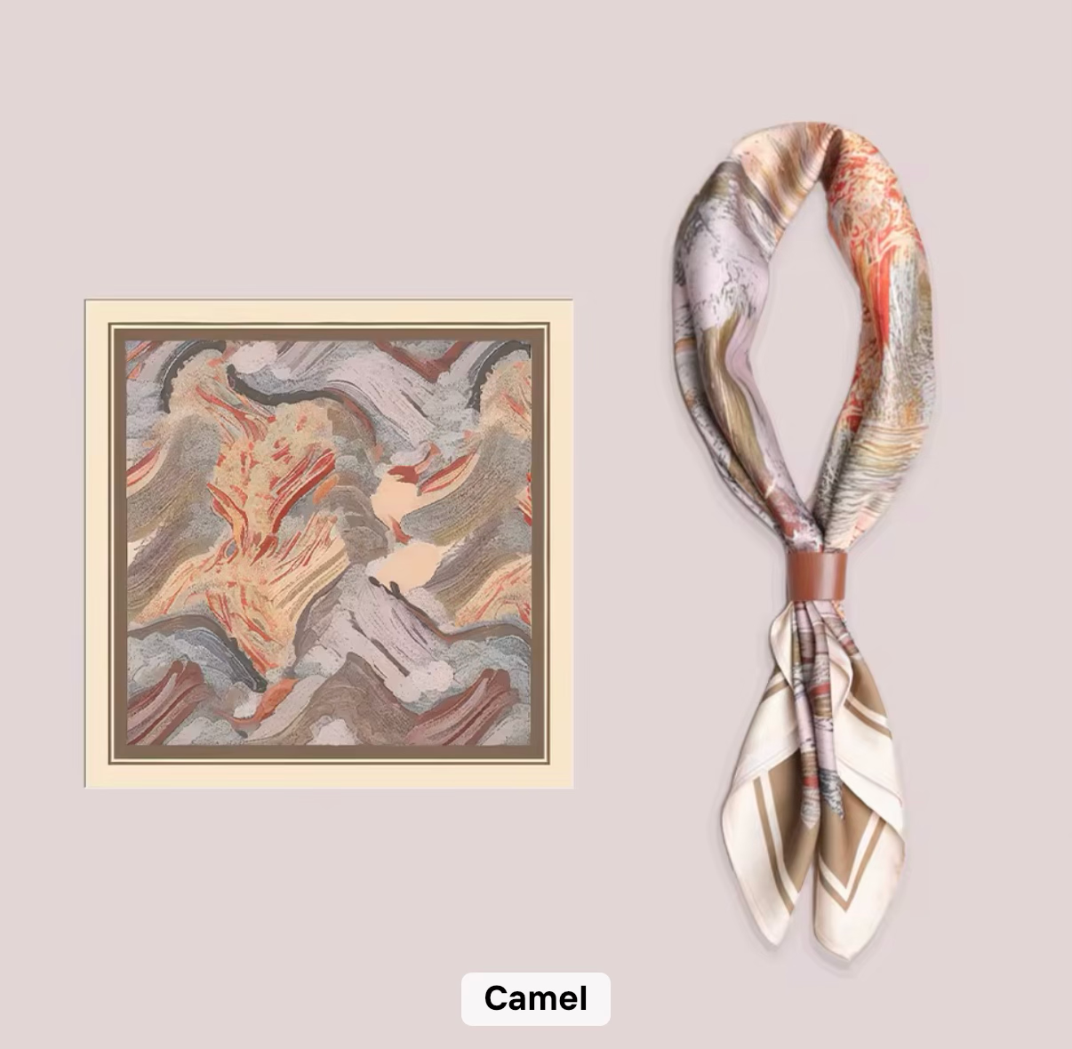 Elevaire Camel Satin Head & Neck Scarf