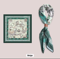 Elevaire Beige & Green Satin Head & Neck Scarf