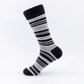 Monochrome Stripe Crew Socks – Black & Gray