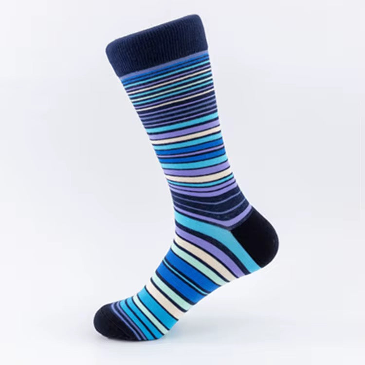 Midnight Stripe Crew Socks – Navy & Blue