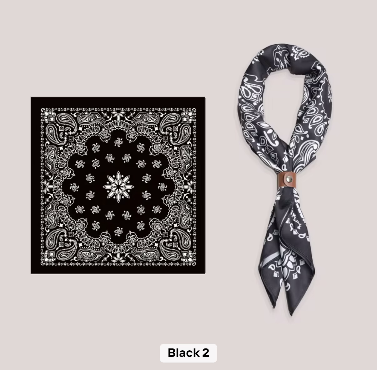 Elevaire Black Paisley Satin Head & Neck Scarf