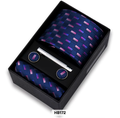 ELEVAIRE Navy Pattern Luxury Tie Gift Set – Tie, Cufflinks & Tie Clip
