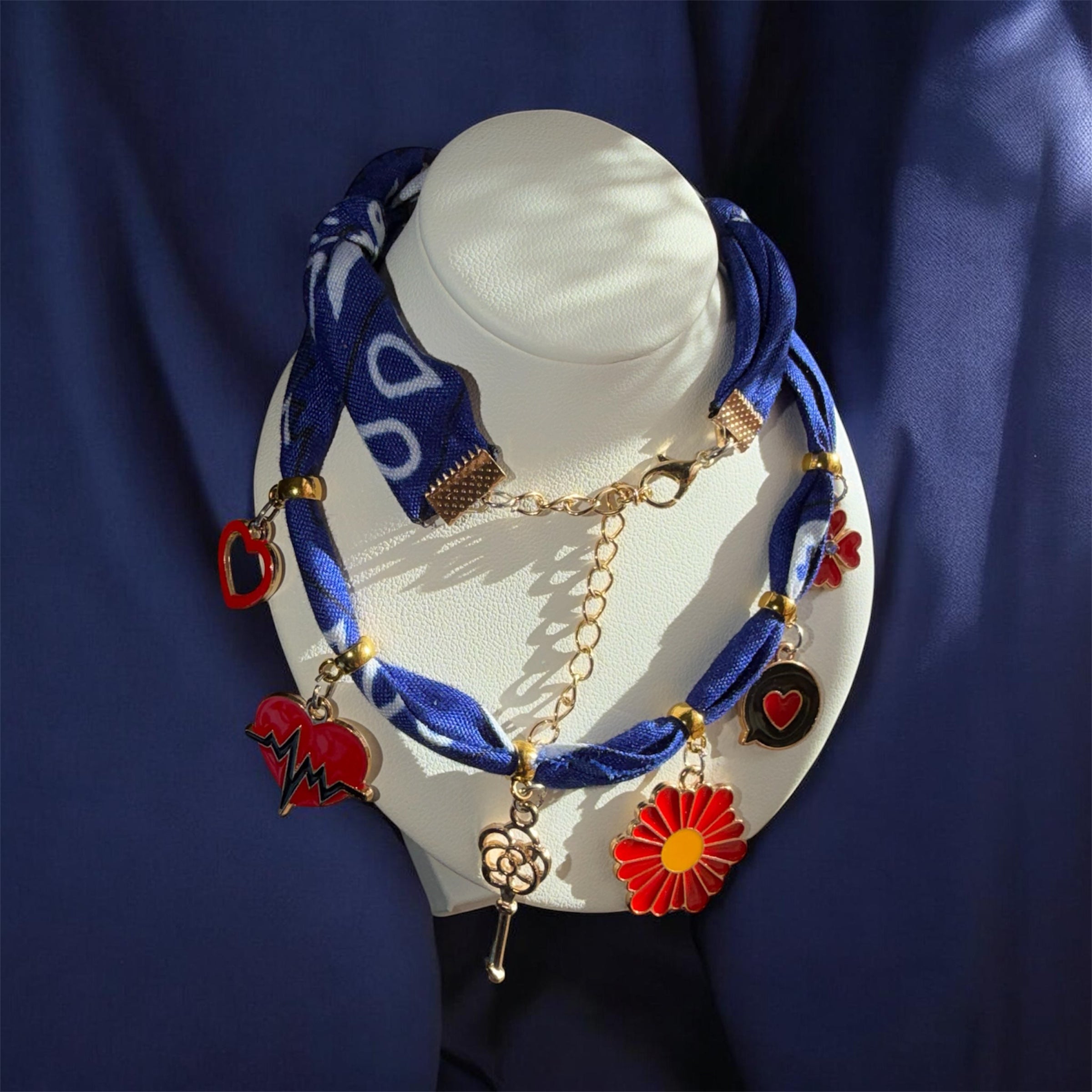 Elevaire Bohemian Charm Bandana Necklace – Navy Edition