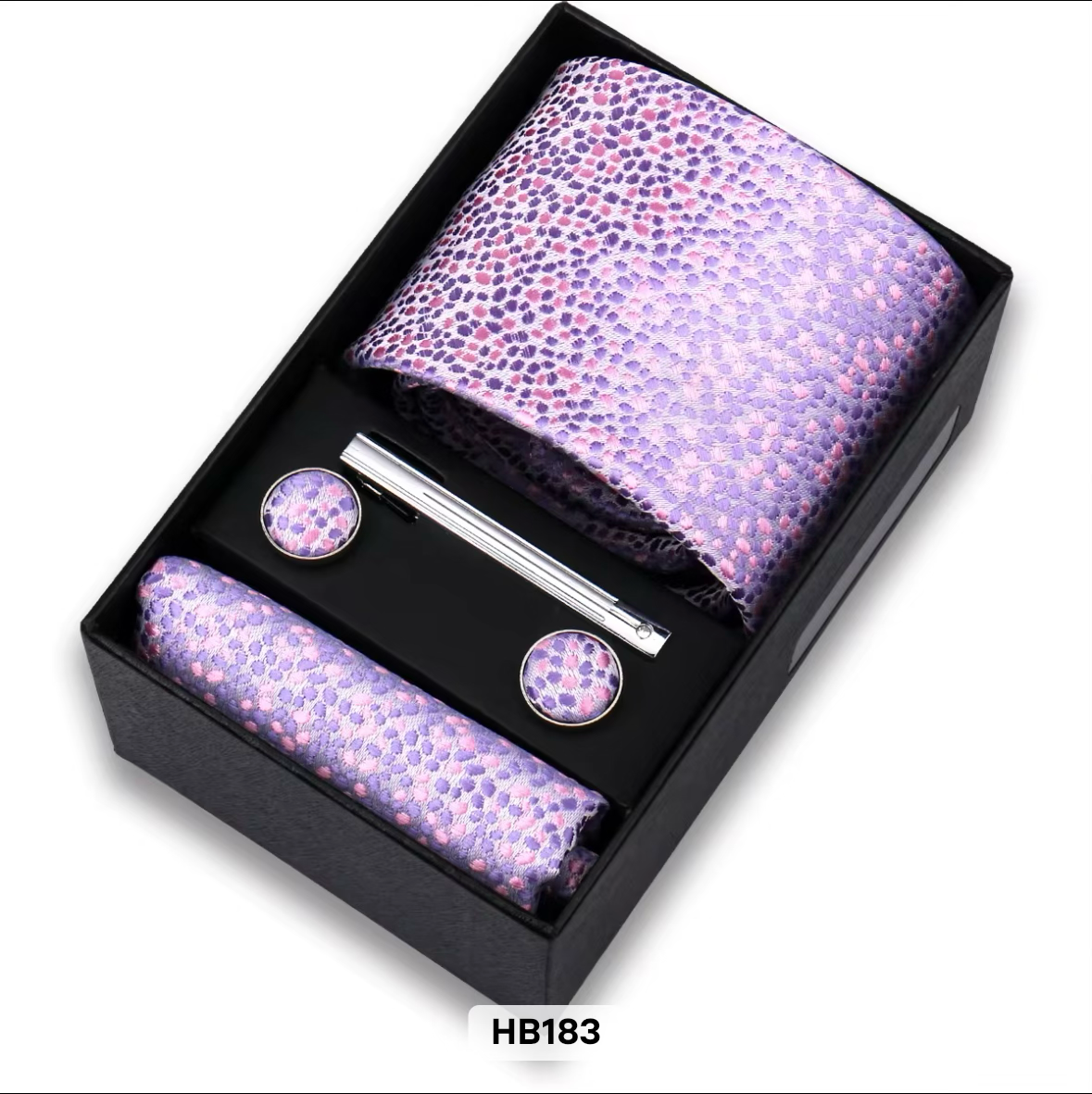 ELEVAIRE Lavender Textured Luxury Tie Gift Set – Tie, Cufflinks & Tie Clip