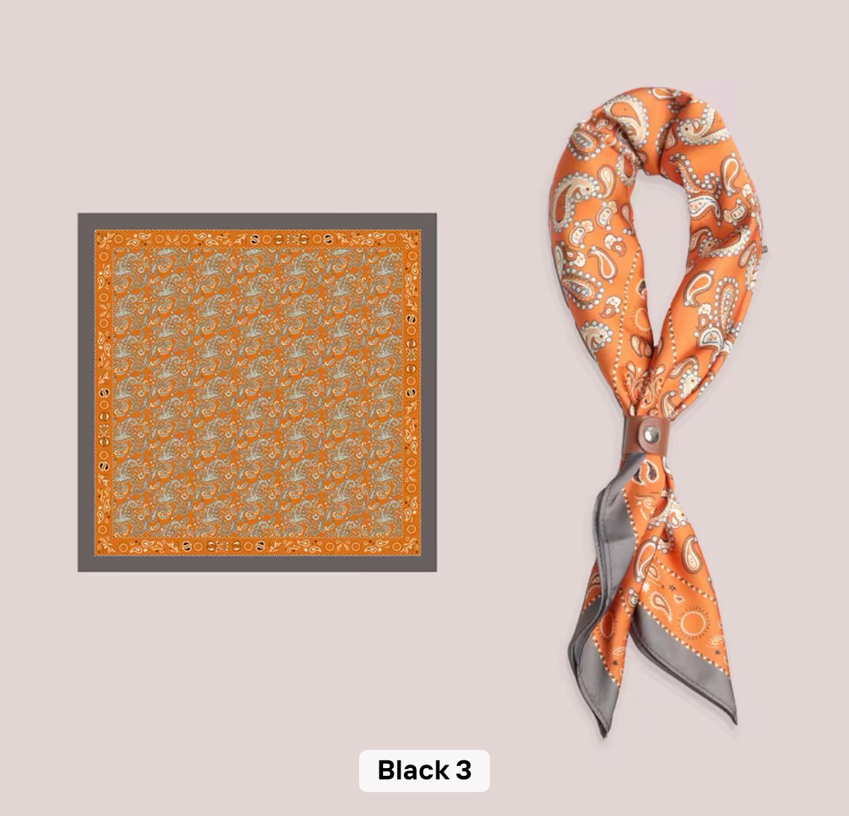 Elevaire Orange Paisley Satin Head & Neck Scarf