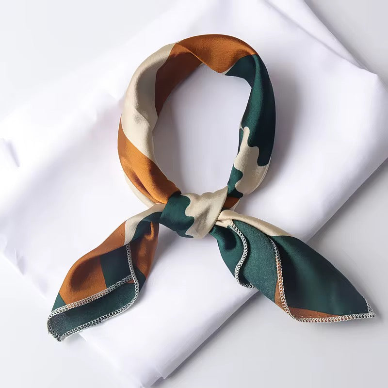 ELEVAIRE Luxe Print Silk Scarf – Classic Multi-Tone Neck Accessory